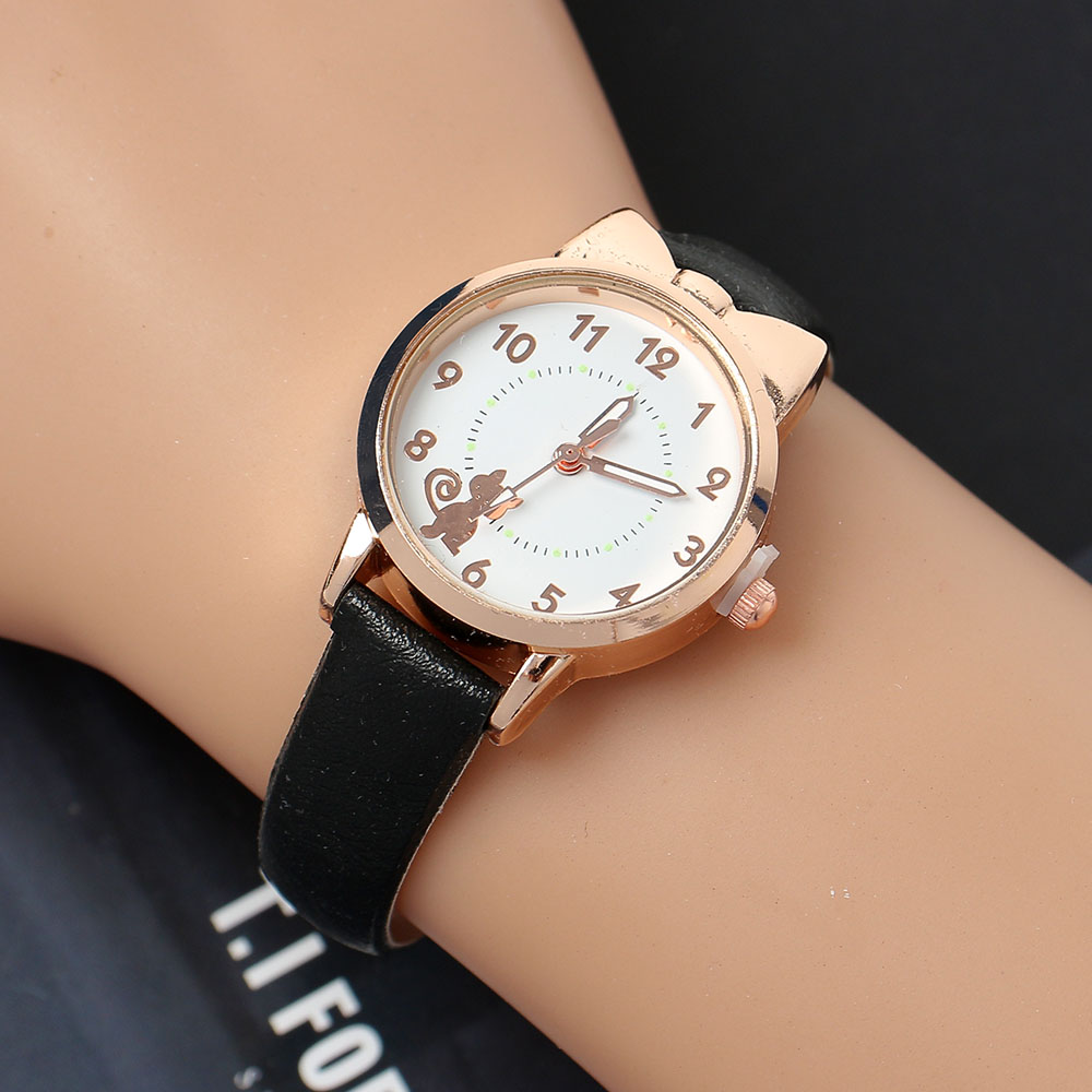 Oce 아나로그 인조가죽 손목시계 2P 블랙 핸드 타이머 귀여운 손목시계 우정 커플 여성 시계