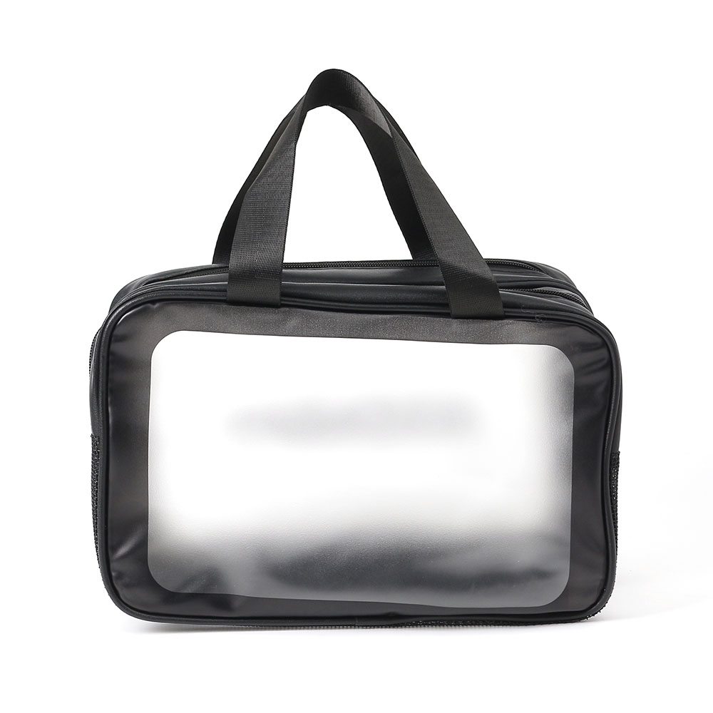 Oce 여행 pvc 화장품 더블 파우치백 31x15 블랙 메쉬 정리 수납함 비닐 세면 백 속가방 수영장 세면 가방
