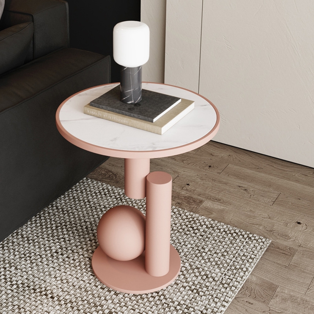 기하학 원형 대리석 테이블(핑크)