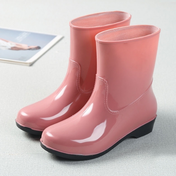 여성용 패션 캐쥬얼 레인부츠 W-01(230mm) (핑크)