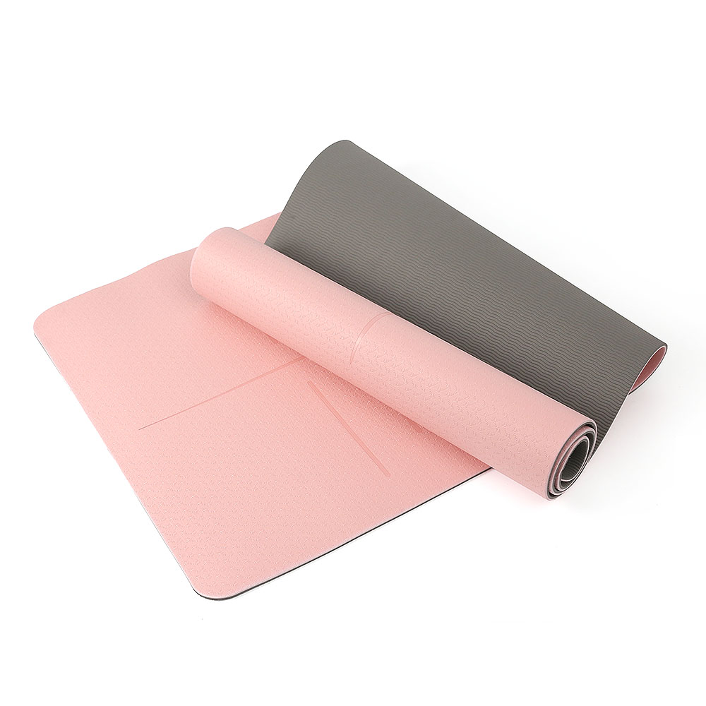 Oce 푹신한 TPE 필라테스 운동 매트와 가방 핑크 두꺼운 메트 파우치 접이식 요가 매트 스트레칭 도구