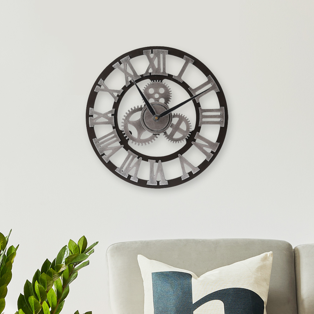 Oce 특이한 로마 시계 무소음 벽시계 40cm 실버 wall clock 시개 거실 꾸미기 엔틱 인테리어 벽시개