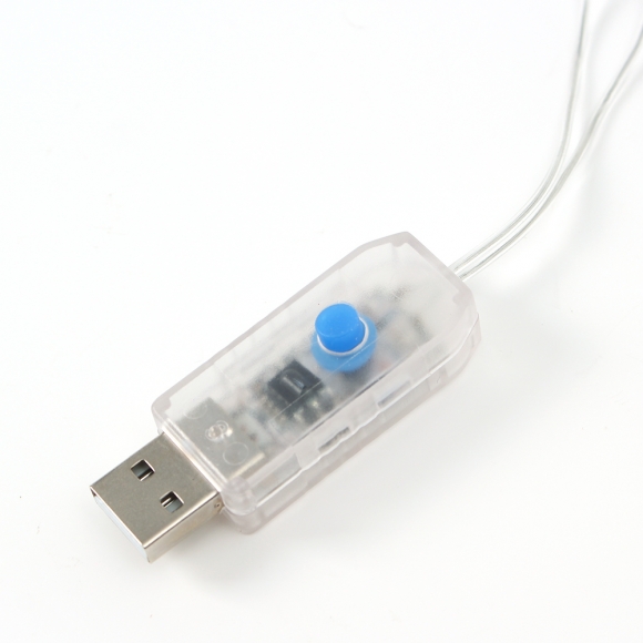 [은하수] LED 100구 투명선 USB 줄전구(10m) (웜색) (리모컨포함)