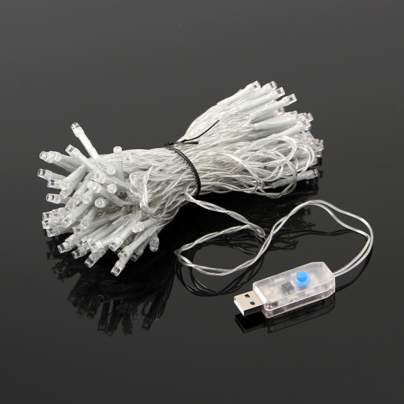 [은하수] LED 100구 투명선 USB 줄전구(10m) (컬러) (리모컨포함)
