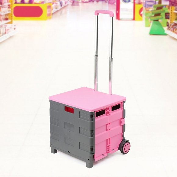 클라우드 접이식 쇼핑카트 (64L) (그레이+핑크)