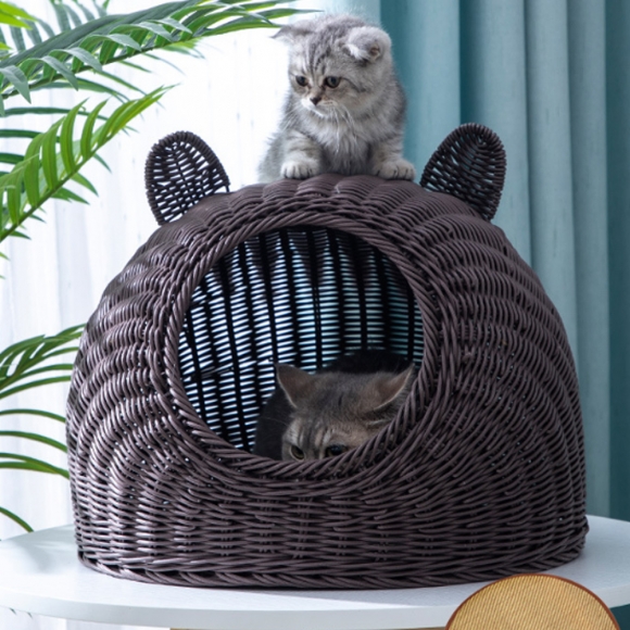 등나무 라탄 고양이 숨숨집 하우스 소(브라운)