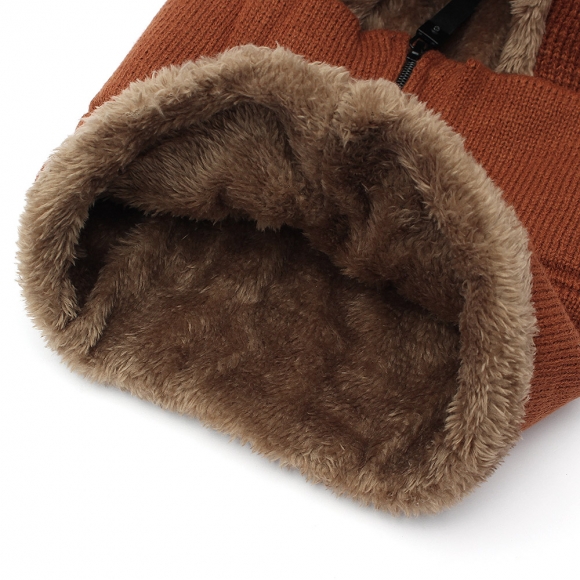 플러피 집업 넥워머 모자(브라운)