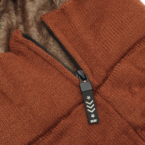 플러피 집업 넥워머 모자(브라운)