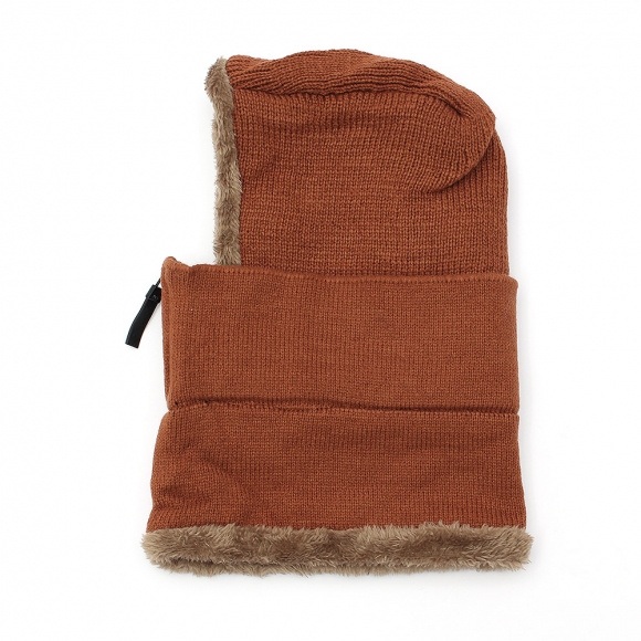 플러피 집업 넥워머 모자(브라운)