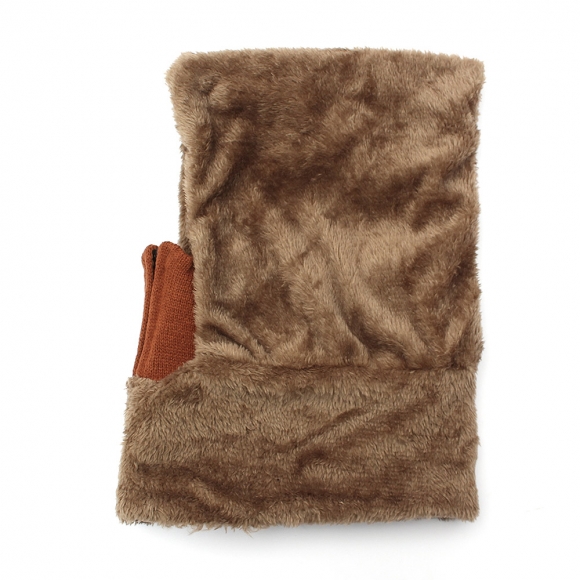 플러피 집업 넥워머 모자(브라운)