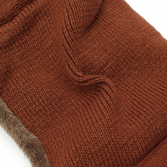 플러피 집업 넥워머 모자(브라운)