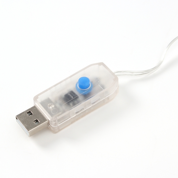 [은하수] LED 200구 실버선 USB 지네 전구(5m) (웜색) (리모컨포함)