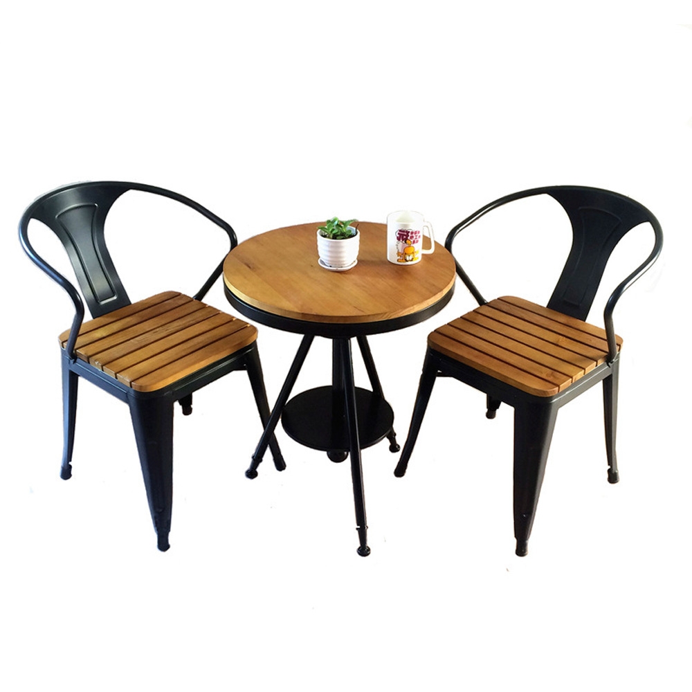높이조절 원형 테이블+의자 2p세트(블랙)