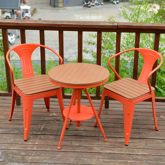 높이조절 원형 테이블+의자 2p세트(오렌지)