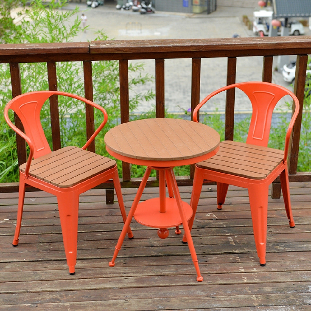 높이조절 원형 테이블+의자 2p세트(오렌지)