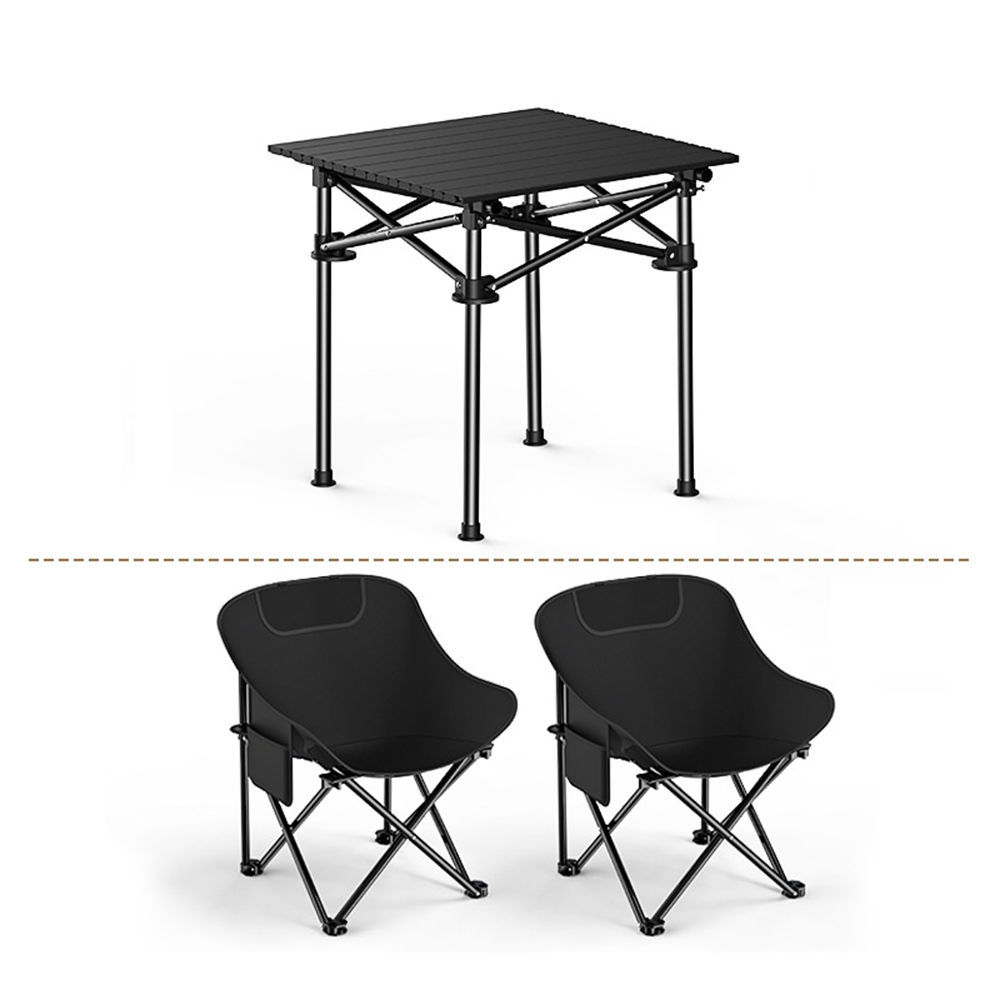 접이식 캠핑 테이블 세트(2인용) (블랙)