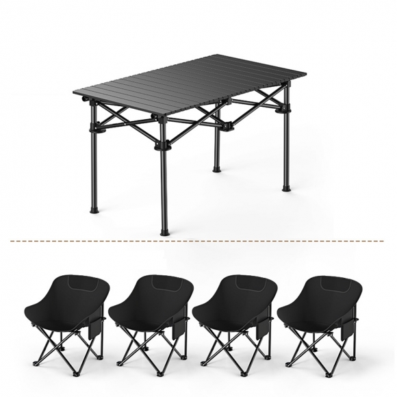 접이식 캠핑 테이블 세트(4인용) (블랙)