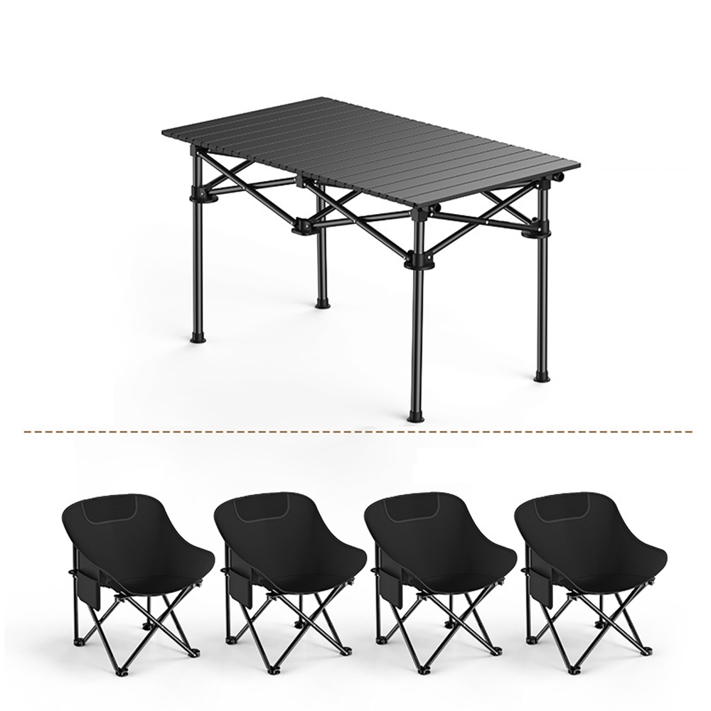 접이식 캠핑 테이블 세트(4인용) (블랙)