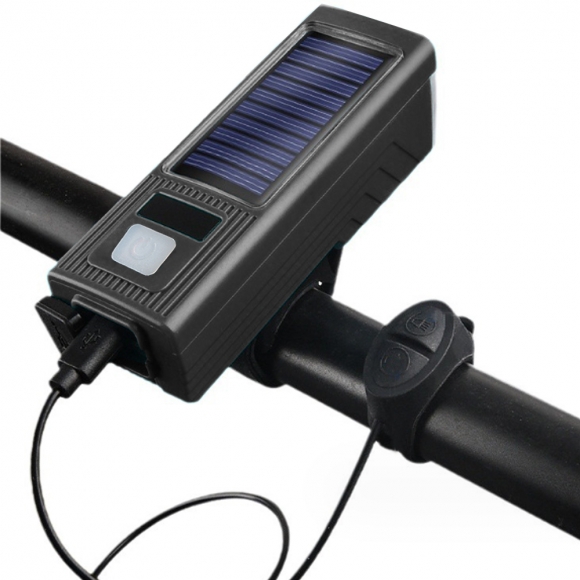 3way 태양광충전 자전거벨 전조등(블랙)