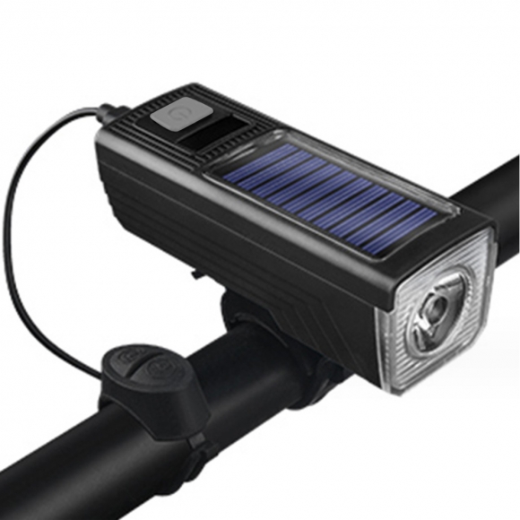 3way 태양광충전 자전거벨 전조등(블랙)