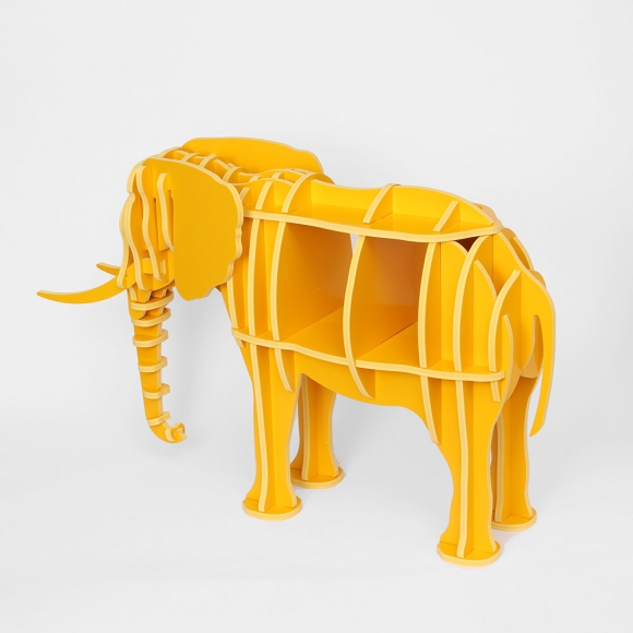 DIY 코끼리 동물모형 선반 책장(80x50cm) (엘로우)
