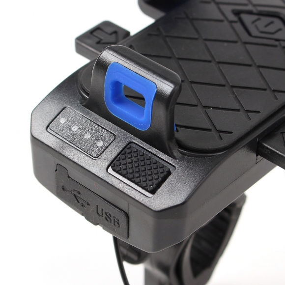 올인원 USB충전 스마트폰 거치 자전거 전조등(블루)