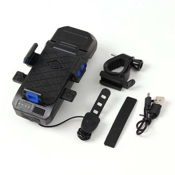 올인원 USB충전 스마트폰 거치 자전거 전조등(블루)