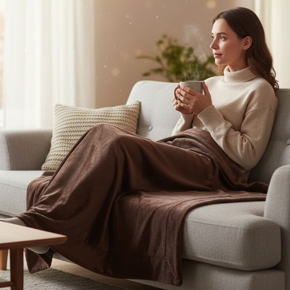 스무스 컬러 양털담요(브라운) (100x120cm)  