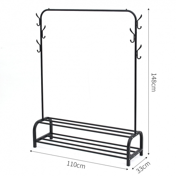 모던스틸 2중 옷걸이 행거 (A) (110cm) (블랙)