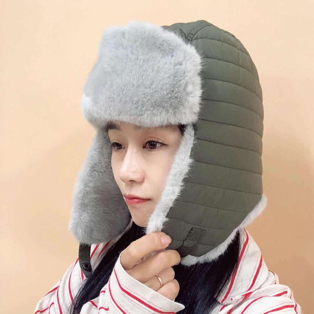 Oce 패딩 따뜻한 귀덮개 털 모자 카키 겨울 등산 모자 온열 귀싸개 귀덮는 모자