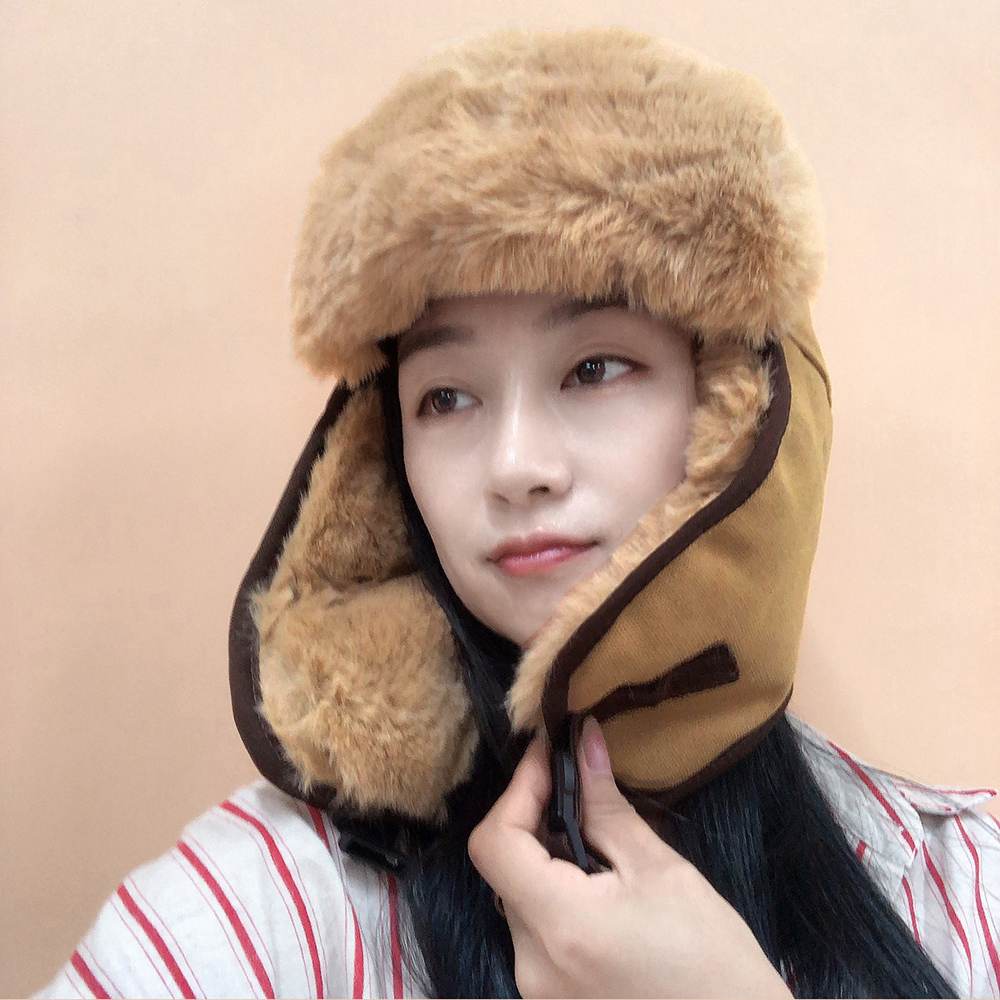 에스키모 따뜻한 귀덮개 털 모자 브라운 방한 뽀글이 귀마개 이어머프햇 귀돌이 군밤 모자