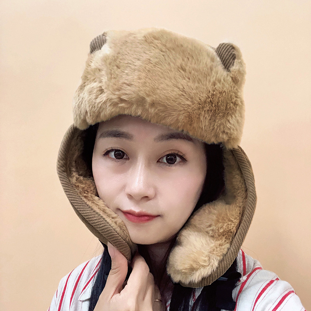 Oce 패션 따뜻한 귀덮개 털 모자 브라운 방한 뽀글이 귀마개 귀보온 귀돌이 군밤 모자
