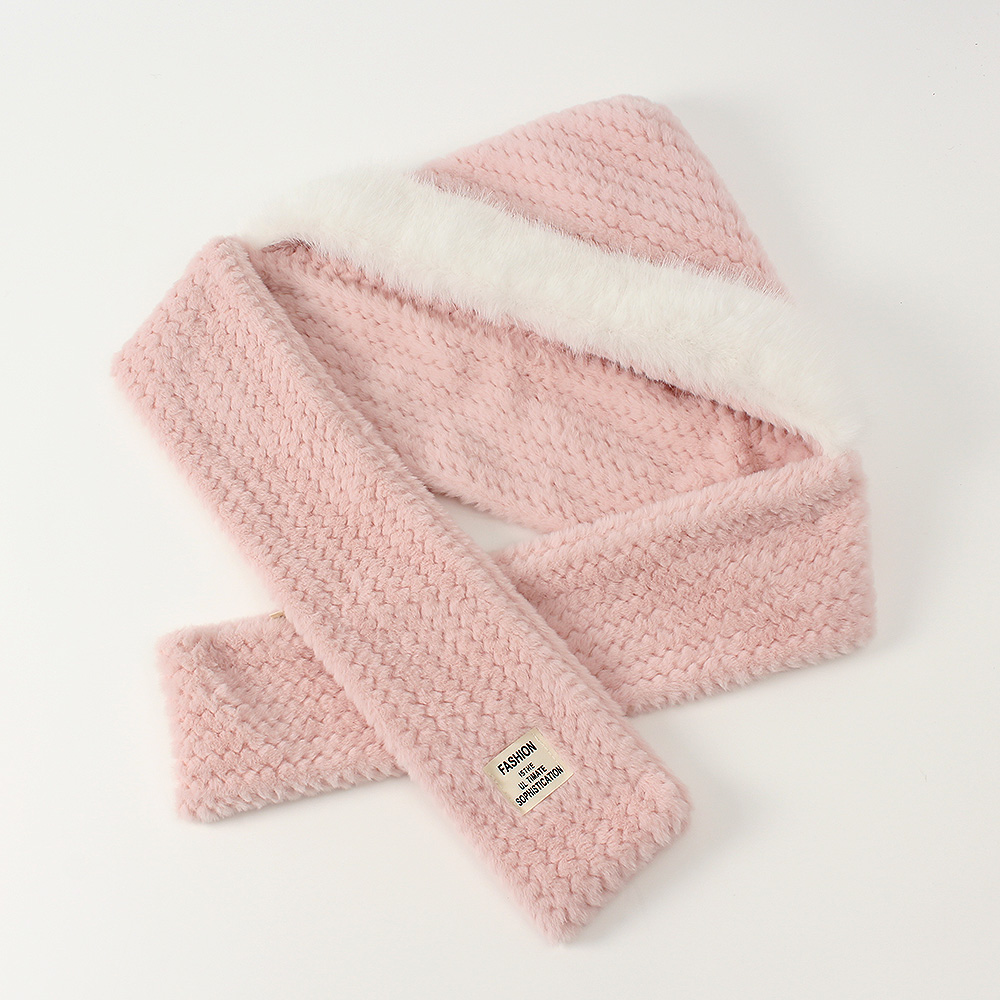 Oce 마녀 인형 모자 목도리 핑크 방한 후드 워머 방한 모자 겨울 스카프