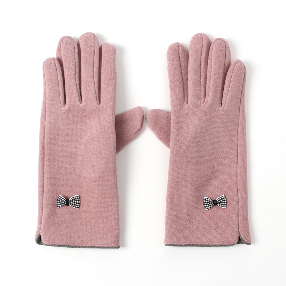 Oce 겨울 여자 휴대폰 리본 장갑 핑크 융 핸드 워머 방한 용품 발열 손가락 장갑