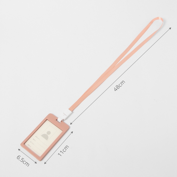 플립 세로형 사원증 케이스+목걸이줄 5p세트(핑크)