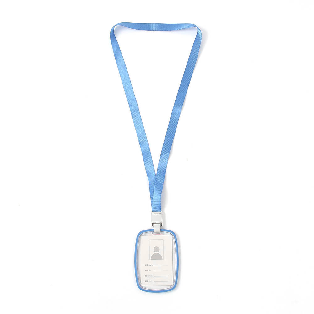 Oce pvc 양면 사원증 케이스 목걸이 4p 세로 블루 사원증 포켓 릴 목걸이 지갑 목거리 포켓