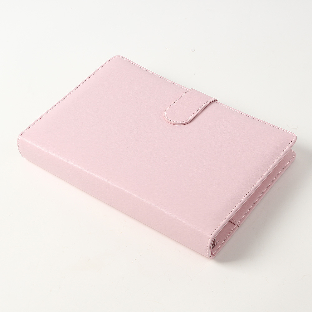 Oce 파스텔 노트형 다이어리 지갑 A5 핑크 6공 바인더 노트 포켓 유선 노트 양장 제본
