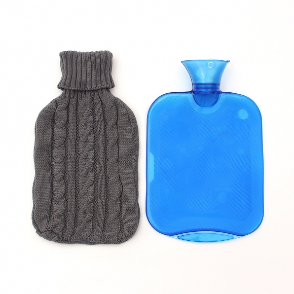 터틀넥 니트 보온 물주머니(1.7L) (그레이)