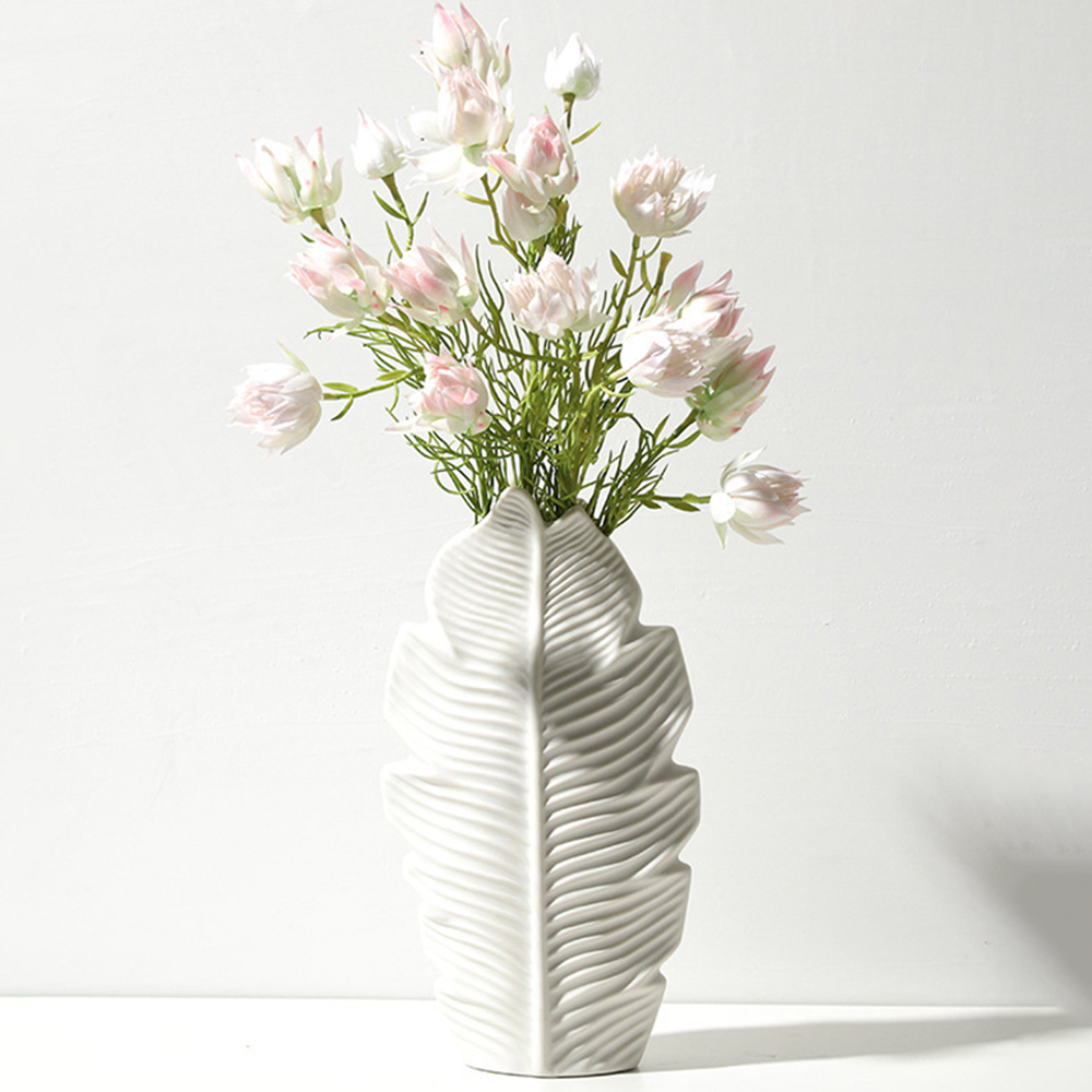 Oce 나뭇잎 도자기 오브제 화병 22x40 식탁 데코 인테리어 오브제 flower vase
