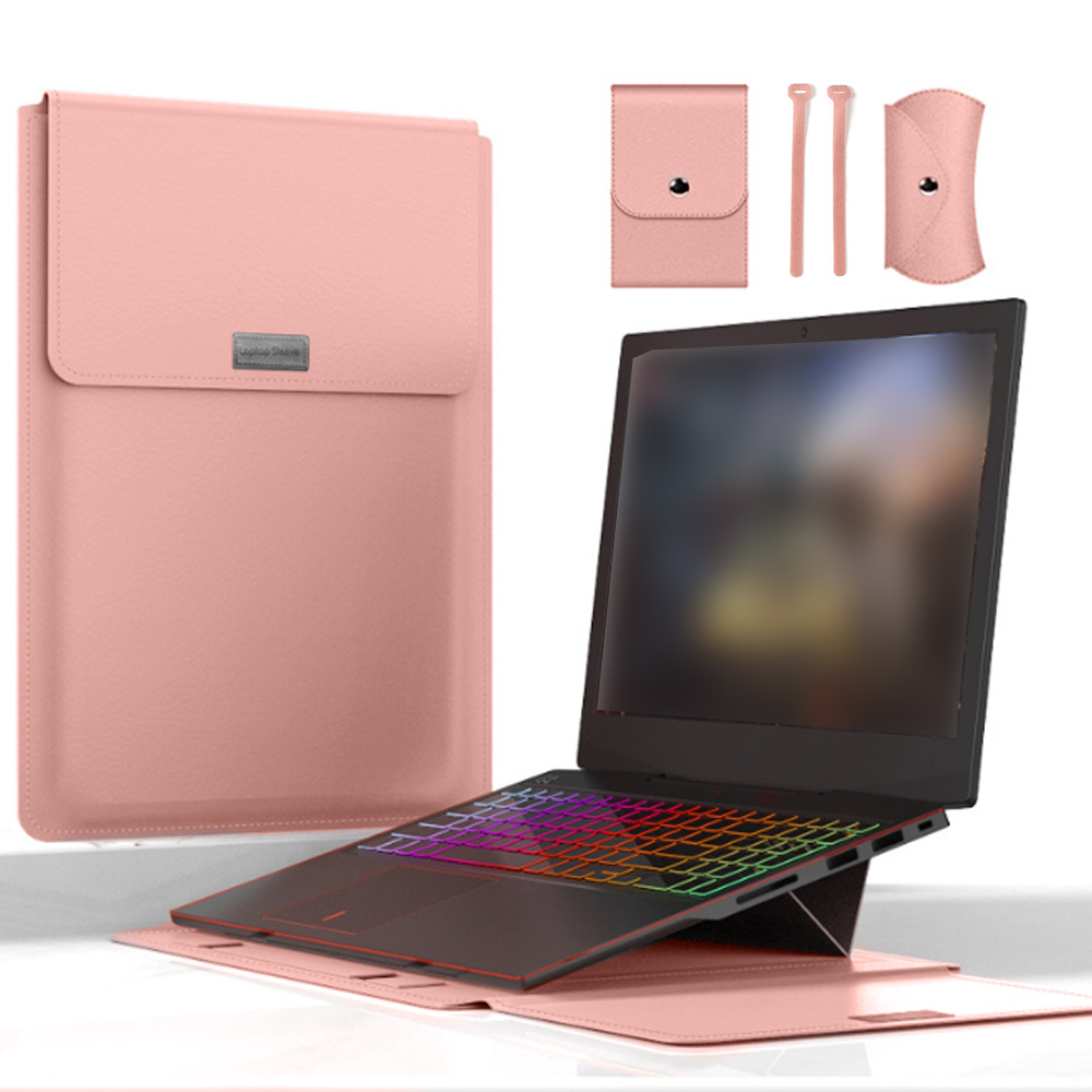 Oce 노트북 받침대 커버 손잡이 탭 케이스 14형 핑크 스웨이드 맥북 파우치 컴퓨터 파우치 테블릿 커버