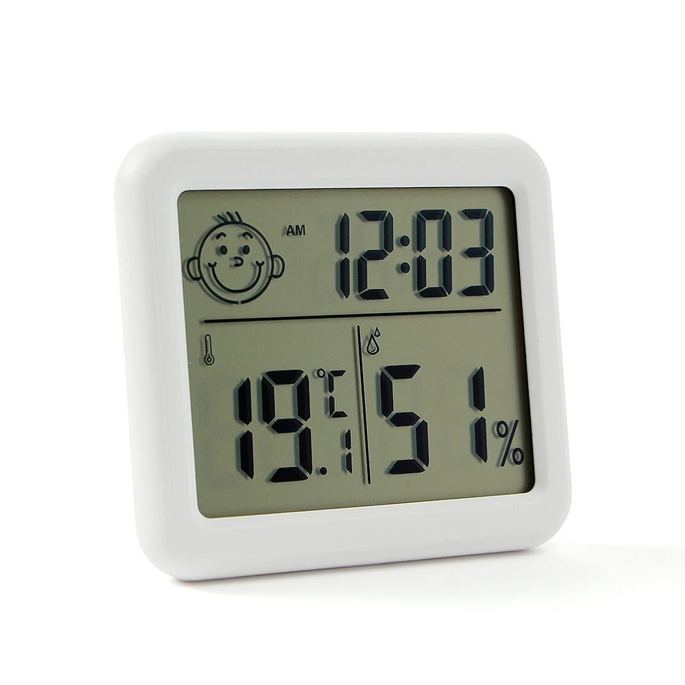 Oce 화이트 데스크 시계 디지털 탁상시계 스탠드 습온도계 디지털 습도계 벽시계 숫자 벽시계