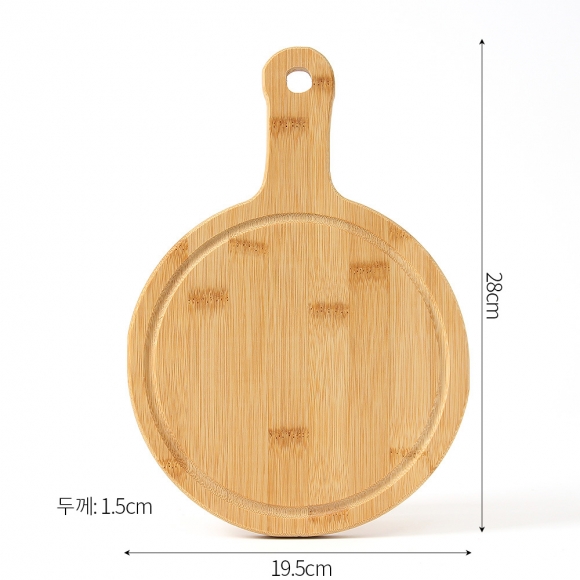 [쿠킹홈] 대나무 손잡이 피자트레이(원형) (28x19.5cm)