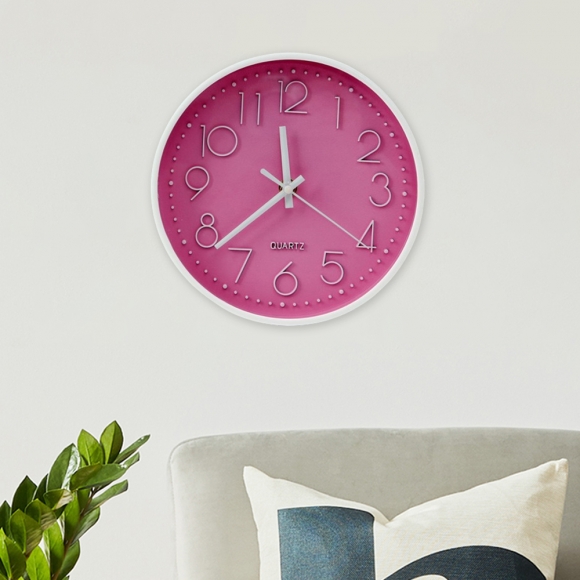 타임이즈 원형 벽시계(20cm) (핑크/화이트)