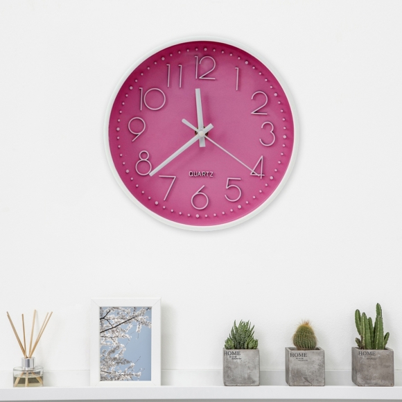 타임이즈 원형 벽시계(20cm) (핑크/화이트)