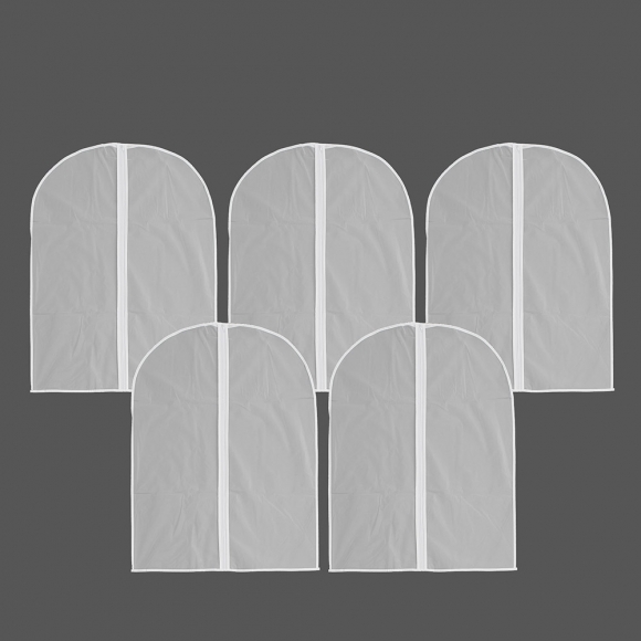정리만렙 반투명 지퍼식 옷커버 5p세트(화이트) (60x80cm)