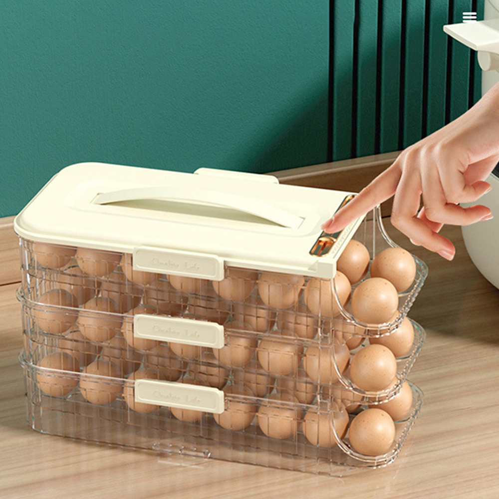 Oce 냉장고 정리 계란 보관함 48구 3단 날짜형 슬라이딩 계란판 냉장고 용기 게란 정리함