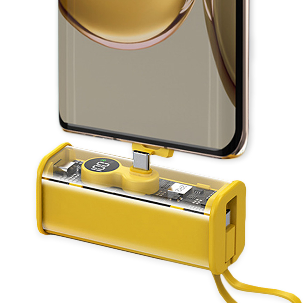 Oce 휴대용 동시 무선충전기 보조밧데리 Ctype 노랑 충전 밧데리 가벼운 보조배터리 스마트폰 밧데리