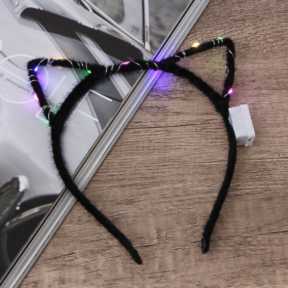 LED 큐티 고양이 머리띠 5p세트(블랙)