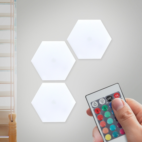 무드잇 LED 붙이는 조명 무드등 3개입(RGB) (리모컨포함)