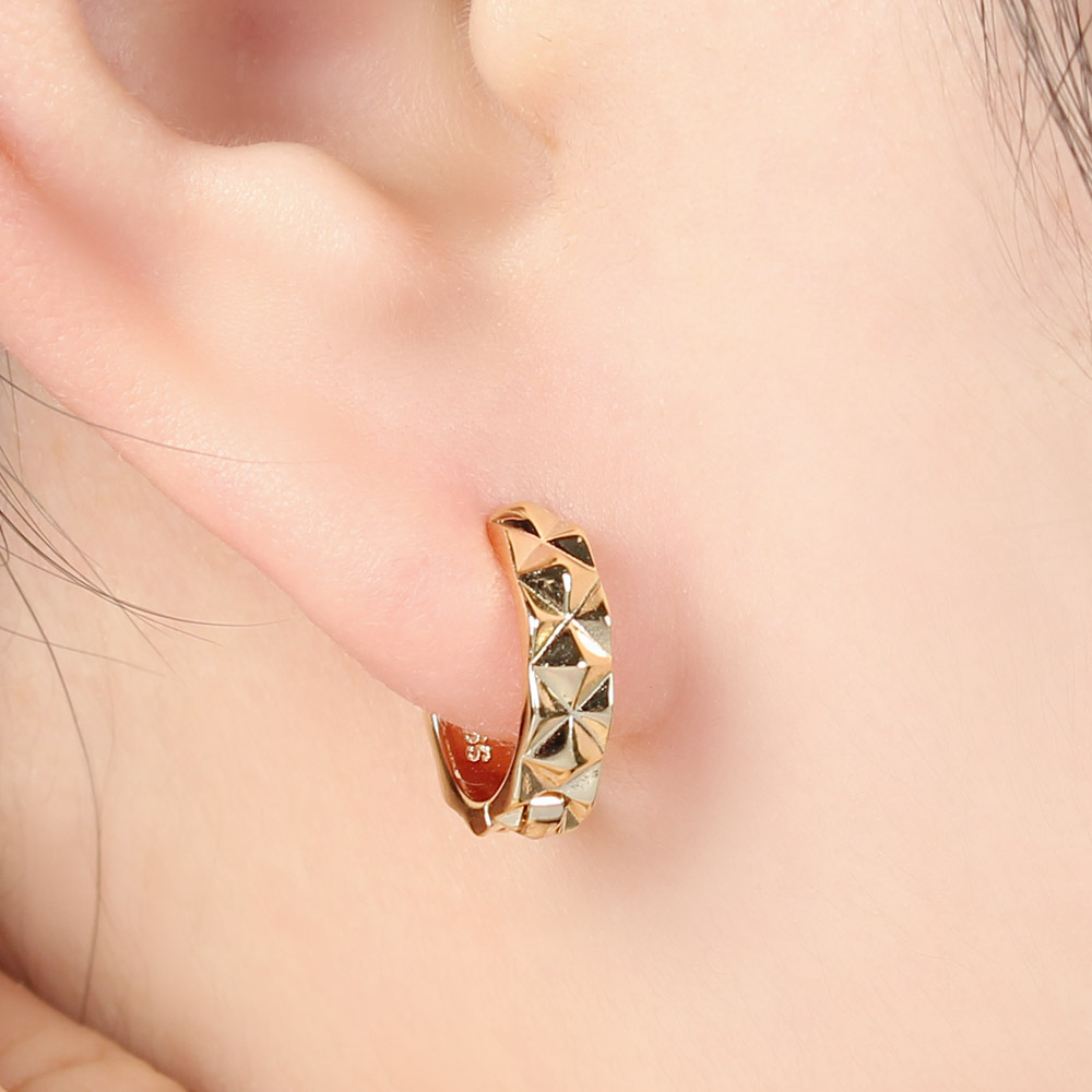 Oce 18k 도금침 커팅 링 은 귀걸이 캐쥬얼 이어링 귀 장신구 장식품 실버 액세서리
